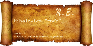 Mihalovics Ernő névjegykártya