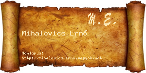 Mihalovics Ernő névjegykártya