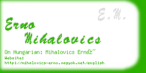 erno mihalovics business card